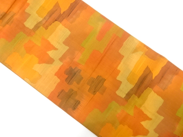 幾何学模様織出し紬名古屋帯